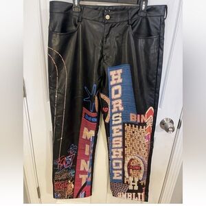 High Rollers Black Graphic Leather Pants